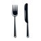 Cutlery fork and knife. Cutlery silhouette icon. Cookware concept. Vector graphics isolated on white background