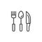 Cutlery, fork spoon and knife line icon