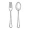 Cutlery hand drawing vector. isolated spoon and fork