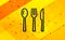 Cutlery icon abstract digital banner yellow background