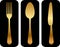 Cutlery icon on black background