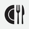 Cutlery icon. Spoon, forks, knife, plate. restaurant business concept, white background vector illustration eps 10