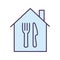 Cutlery inside house line and fill style icon vector design