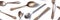 Cutlery pattern panorama. Various forks, knives, and spoons, elegant silverware