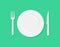 Cutlery. Plate fork and knife. Vector illustration