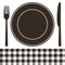 Cutlery, plate and tablecloth pattern