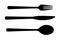 Cutlery set. Black silhouette - spoon, fork, knife