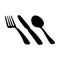 Cutlery set - fork, knife and spoon - black sihlouette