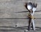 Cutlery set:fork and spoon on rustic wooden table.Cutlery on old wooden background.Can be used as background menu for restaurant.