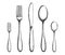 Cutlery set of forks and spoons, knives vector. hand drawing isolated illustration