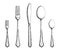 Cutlery set of forks and spoons, knives vector. hand drawing isolated illustration