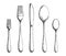 Cutlery set of forks and spoons, knives vector. hand drawing isolated illustration