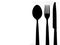Cutlery silhouette over white background. Spoon, fork and knive