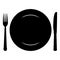 Cutlery silhouette. Restaurant vector icon. Flat design.