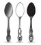 Cutlery, silver spoon set. Vector illustration.