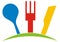 Cutlery, spoon, fork and knife, multicolored vector illustratiion