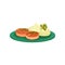 Cutlets with mashed potatoes served on a plate, tasty dish vector Illustration on a white background