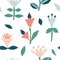 Cutout flowers and floral element seamless pattern