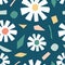 Cutout flowers and floral element seamless pattern