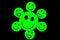 cutout of green emoticons with smiley face on black background. ll-being, good habits, health, personal care,