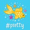 Cutout sea animal vector illustration. Stylized decorative gold fish