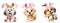 Cutout Set of Cute 3D Dogs Dressed Up as Easter Bunny, Isolated on Transparent or White Background: PNG Clipart