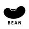 Cutout silhouette bean icon. Outline logo of bean and soy products. Black simple illustration. Flat isolated vector image on white