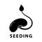 Cutout silhouette Bean sprout with leaf icon for seeding theme. Outline logo of fresh bean and soy products. Black illustration.