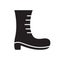 Cutout silhouette Boot with lacing icon. Outline template for shoemaker logo. Black and white illustration. Flat hand drawn