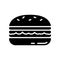 Cutout silhouette Burger. Outline logo of high sandwich. Black illustration of layered hamburger with salad. Flat isolated vector