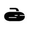 Cutout silhouette Curling Stone icon. Outline logo of winter Olympic game. Second name granite rock. Black simple illustration.