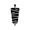 Cutout silhouette of Doner kebab icon. Outline logo of spit meat for shawarma. Black simple illustration of turkish fast food.