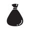 Cutout silhouette empty bag icon. Outline template for money, waste, sanitary products. Black and white simple illustration. Flat