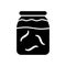 Cutout silhouette Glass jar with leeches or worms. Outline icon of hirudotherapy. Black simple illustration of alternative