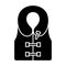 Cutout silhouette Inflatable life vest icon. Outline logo of jacket with clasps and rounded collar. Black simple illustration.