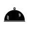 Cutout silhouette Kitchen lid for food. Outline icon of textile cap for protection against insects. Black round mosquito mesh
