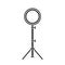 Cutout silhouette Led ring lamp on tripod. Outline icon. Black simple illustration of light for selfie, blogger, beauty master.