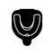 Cutout silhouette of Mouthguard in box. Outline icon of storage container. Black simple illustration of anti snoring. Sport