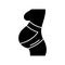 Cutout silhouette Orthopedic prenatal belt. Outline icon of double support belt. Black illustration of pregnant woman with bandage