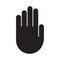Cutout silhouette Palm of right hand icon. Outline template for warning, taboo and ban. Black simple illustration. Flat isolated
