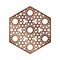 Cutout silhouette panel with ornamental geometric arabic pattern in form of hexagon. Template for printing, laser cutting stencil