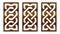 Cutout silhouette panels set with ornamental geometric Celtic knot pattern. Template for printing, laser cutting stencil,