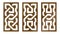 Cutout silhouette panels set with ornamental geometric Celtic knot pattern. Template for printing, laser cutting stencil,