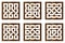 Cutout silhouette panels set with ornamental geometric Celtic knot pattern. Template for printing, laser cutting stencil,