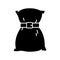 Cutout silhouette of Pillow dress icon. Outline logo of quarantine pillow challenge. Black illustration of soft pillow, tightened