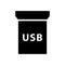Cutout silhouette Removable USB adapter with text icon. Outline logo of electronic computer accessory. Black simple illustration