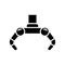 Cutout silhouette Robotic claw. Outline icon of open grabber. Black illustration of mechanical arm for grabbing items, process
