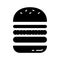 Cutout silhouette Separate layered hamburger. Outline icon of sandwich with layers of bun, stuffing. Black white illustration of