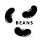 Cutout silhouette Set of three beans icon. Outline logo for design of bean products. Black simple illustration. Flat isolated
