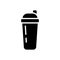 Cutout silhouette Shaker for protein icon. Outline logo of sports water bottle. Black simple illustration for cocktail bar,